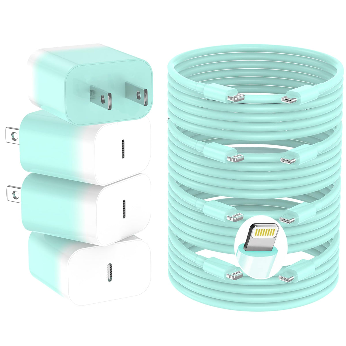GREPHONE iPhone Charger Fast Charging,20W PD USB C Wall Charger 4 Pack with 6FT Fast Charging Cable - Fast Charger for iPhone 14/14 Pro Max/13/13 Pro/12/12 Pro/11/11 Pro/XS, iPad