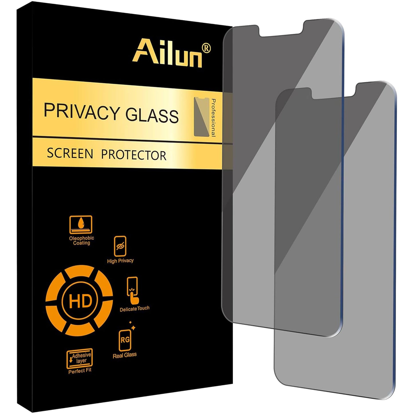 Ailun 3 Pack Privacy Screen Protector for iPhone 17 / iPhone 16 Pro | 6.3 inch, Anti Spy Private, Tempered Glass, Installation Frame, Case Friendly