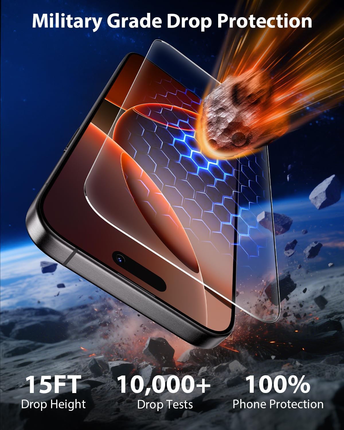 Mkeke Screen Protector for iPhone 16 Pro, 3 Pack 9H+ Tempered Glass | Military-Grade Drop Protection [Sensitive Touch] [Easy Installation Frame] [99.99% HD Clear] Bubble-Free for 6.3 inch