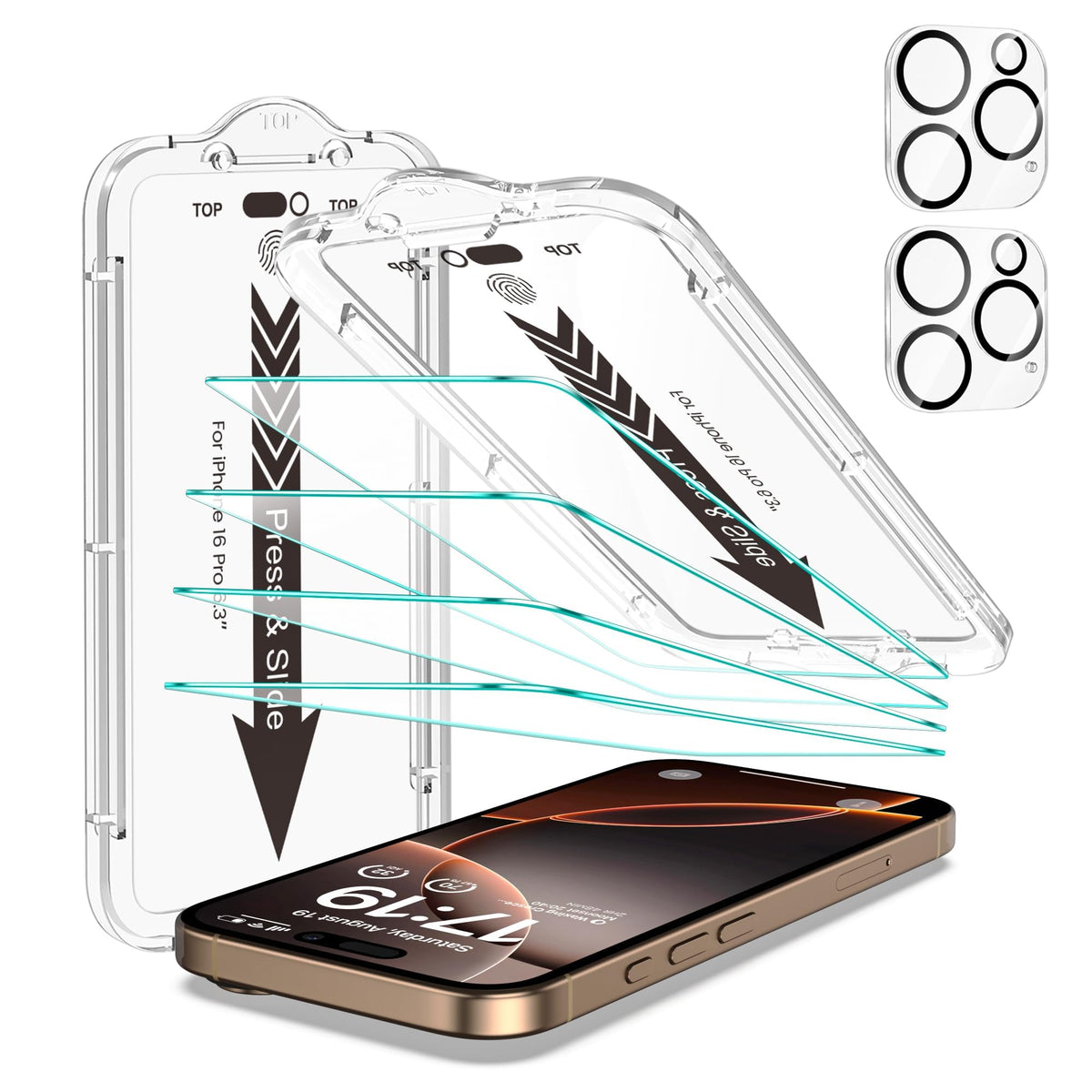 EZ-GLAZ-4+2 Pack for iPhone 15 Screen Protector (6.1") HD Clear | 2-Pack Lens Protectors, Alignment Kit, Easy Installation, Case-Friendly, 9H+ Tempered Glass, Scratch Resistant, Ultra Clear