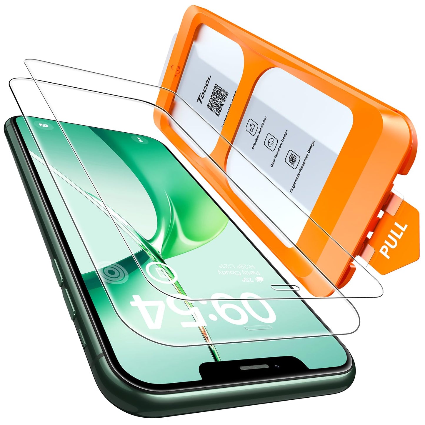 TOCOL for iPhone 17 Pro Max Screen Protector, Clear | Easy Installation Bubble-Free, 9H+ Tempered Glass, 8FT Military Grade Shatterproof, Anti-Scratch, Case Friendly HD 2 Pack