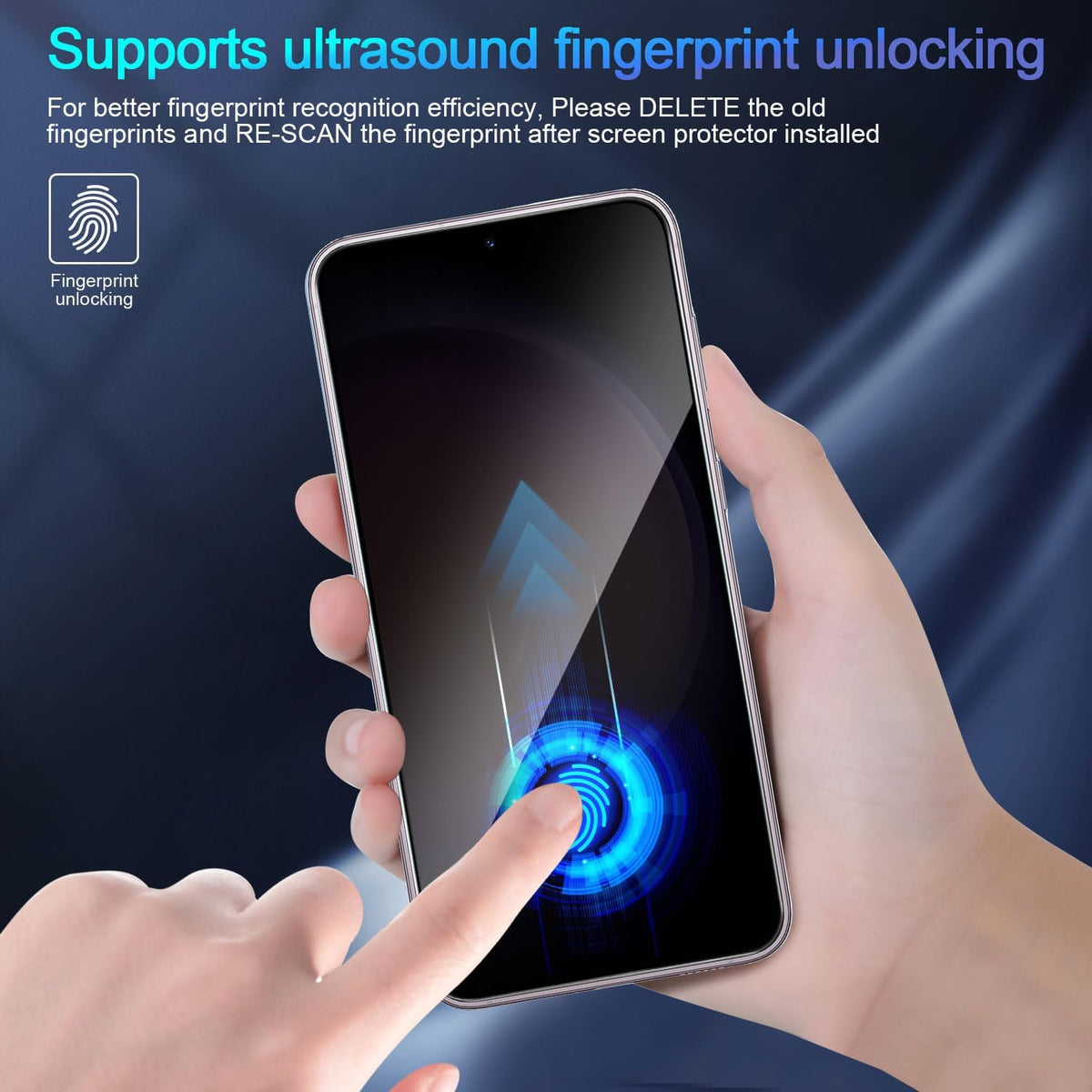 2 Pack Privacy Screen Protector for Samsung Galaxy S23 | [Anti-Spy Tempered Glass] [Fingerprint Unlock Support], Anti-Scratch, Bubble-Free, 9H Protective Glass, for Galaxy S23