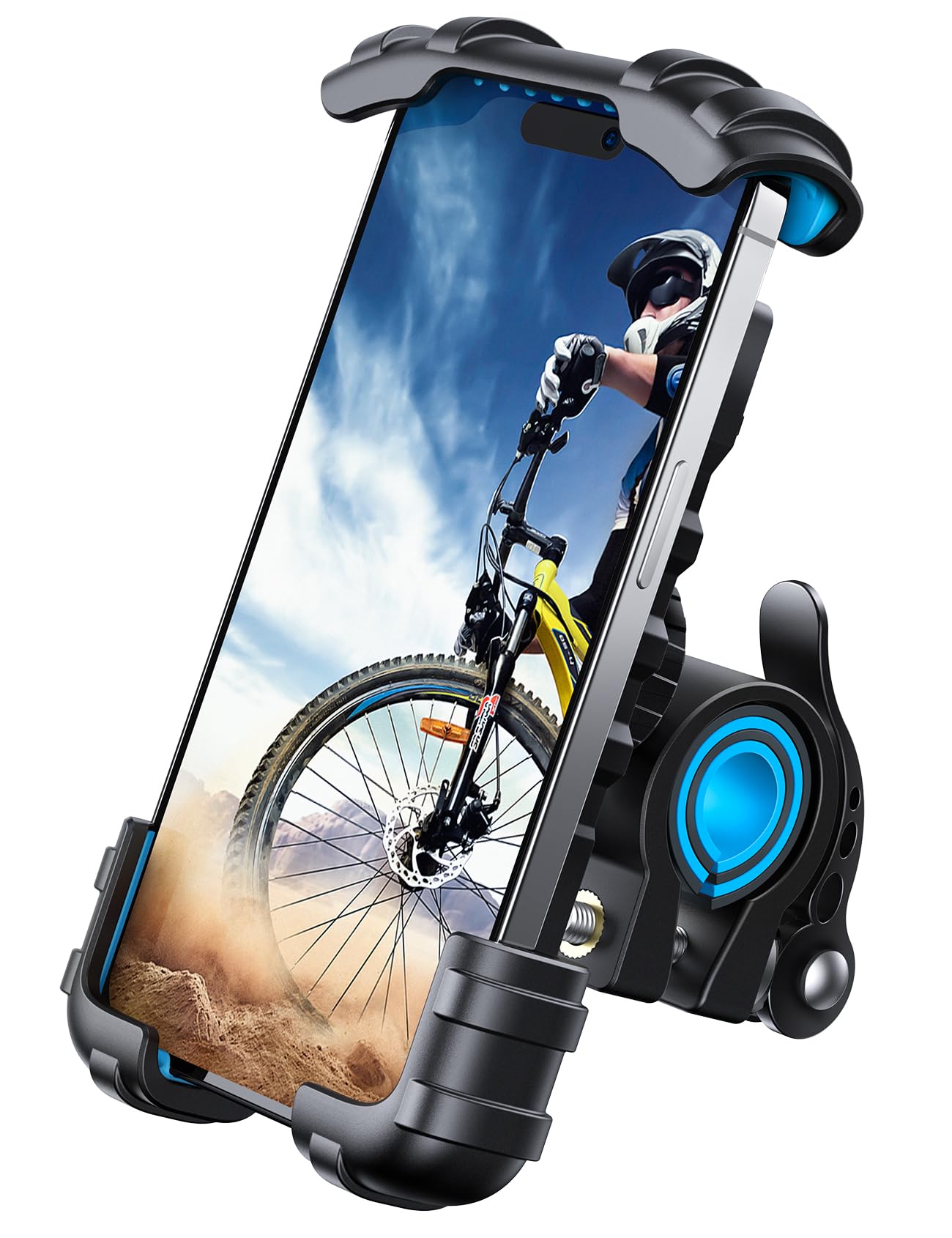 Lamicall Bike Phone Holder Motorcycle Mount - One-Hand Operation, Lockable | 360° Rotation Handlebar Clamp for 4.7-6.8" iPhone 17 Pro Max Air, Rubber Protect, Road Mountain Bike E-Bike Scooter Holder