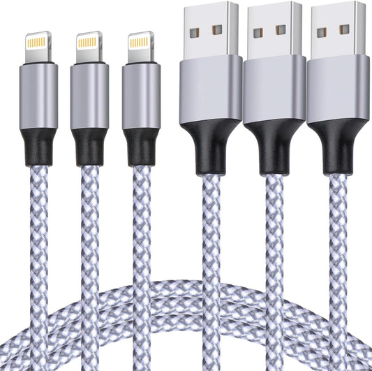iPhone Charger, Lightning Cable 3PACK 6FT MFi Certified USB Charging Cord | Nylon Braided High Speed Transfer Cable Compatible with iPhone 14 Pro Max/13 Pro/12/11/XS MAX/XR/XS/X/8/iPad Pro Mini Air
