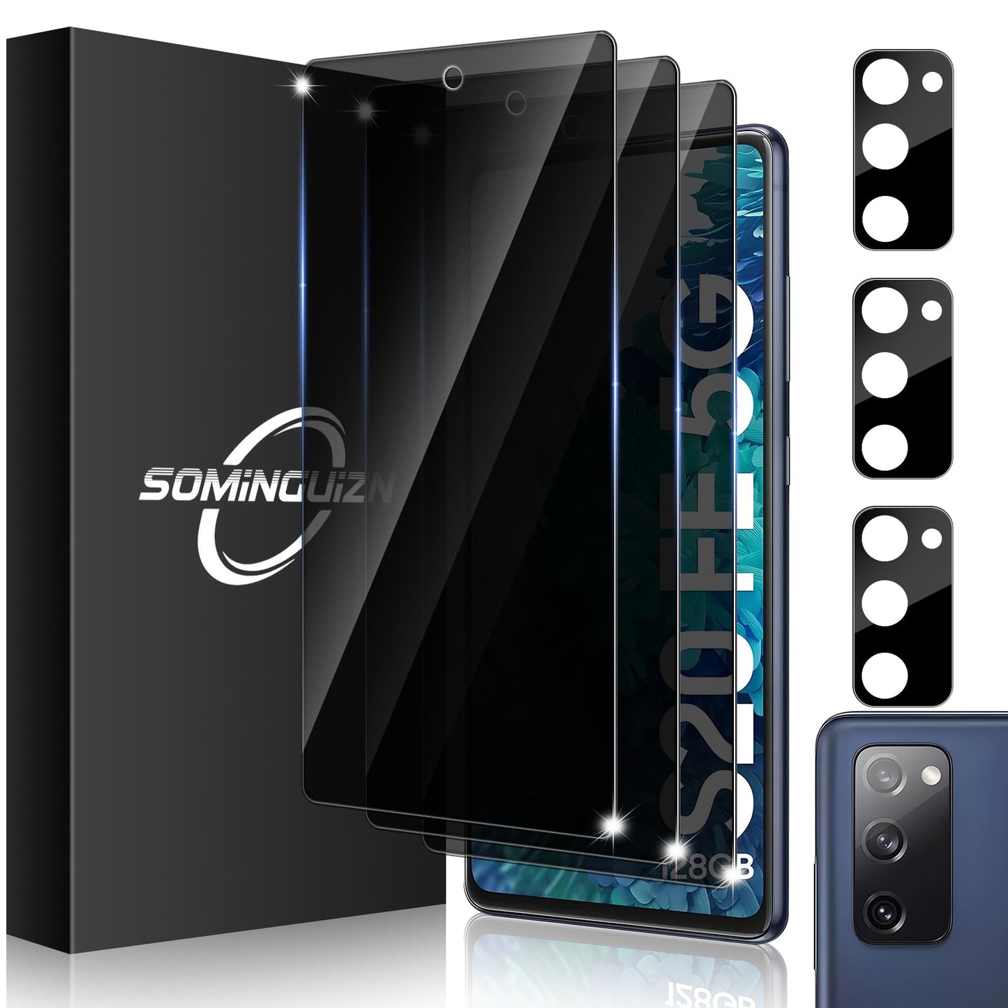 3+3 for Samsung Galaxy A26 5G Privacy Screen Protector Camera Protector | 9H Tempered Glass Cell Phone Protector Camera Lens Protector