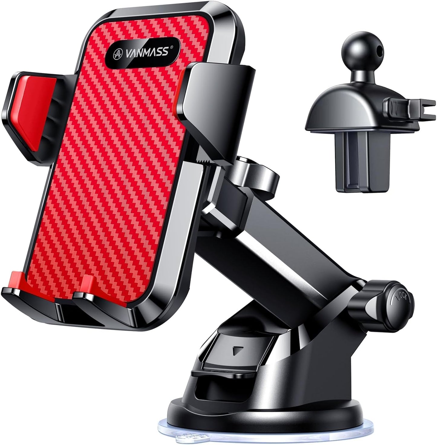 VANMASS【85+LBS Strongest Suction & Military-Grade Ultimate Car Phone Mount | 【Patent & Safety Certs】 Cell Phone Holder for Dash Windshield Vent for iPhone 17 Pro Max Automobile Interior Sets, Ink Black