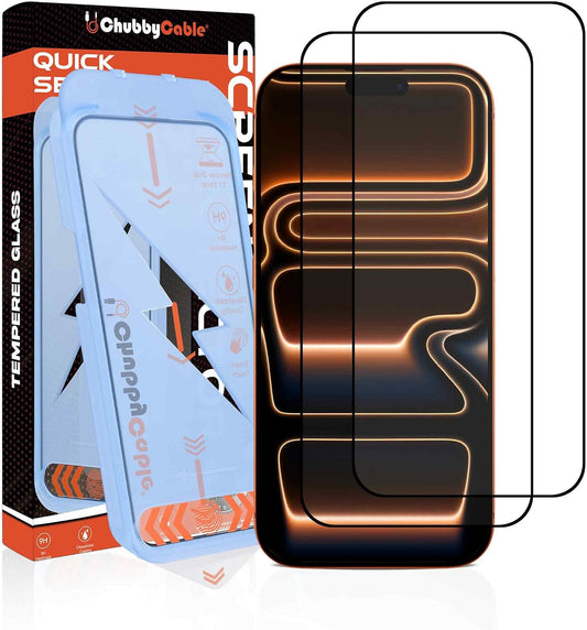 chubbycable HD Glass Screen Protector for iPhone 17 Pro Max, 2 Pack | Tempered Glass, Ultra-Easy Install Box, Auto Dust-Elimination, Bubble Free, High Clarity, Smooth Touch, Daily Protection