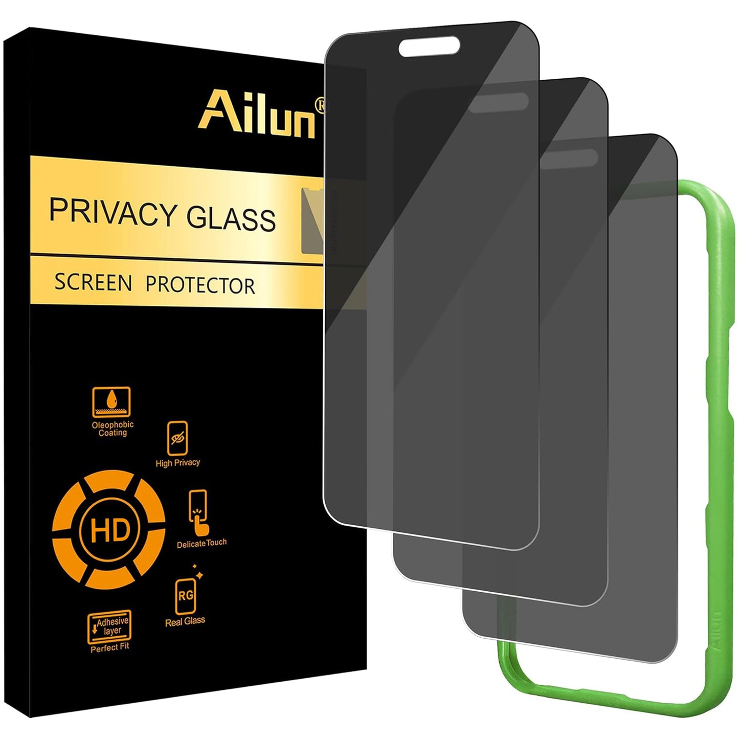 Ailun 3 Pack Privacy Screen Protector for iPhone 17 Pro, Tempered Glass | 6.3 inch,Installation Frame, Anti Spy Private, Anti-Scratch, Case Friendly