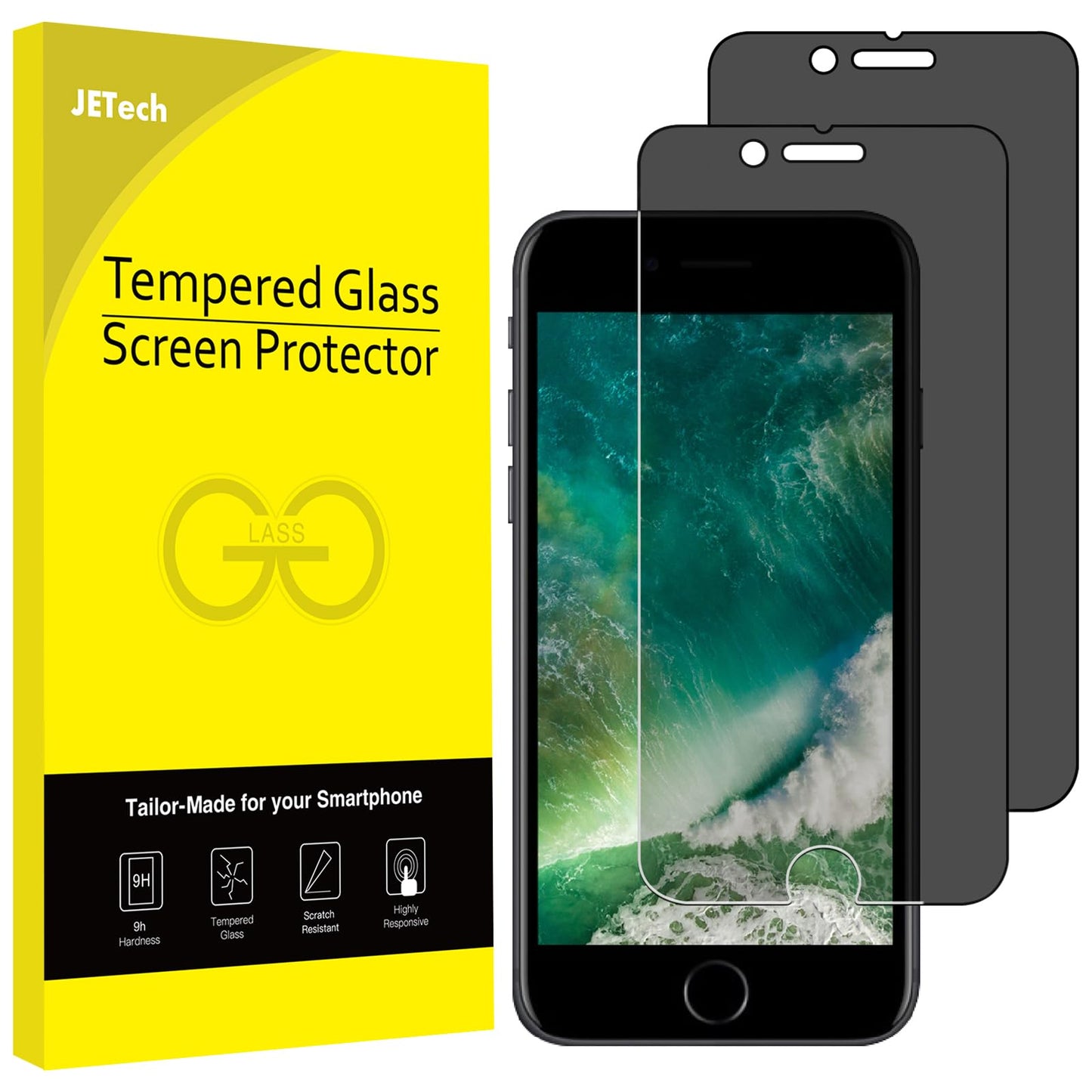 JETech Privacy Screen Protector for iPhone 11/XR, 2-Pack | Anti-Spy Privacy Protection, Tempered Glass, Face ID Compatible