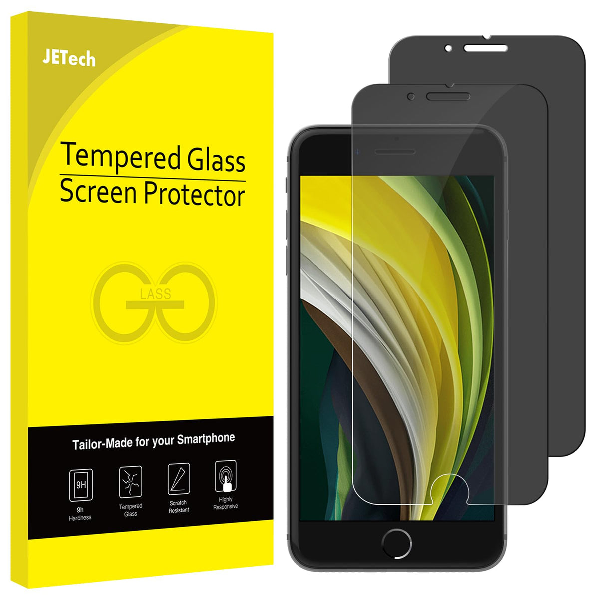 JETech Privacy Screen Protector for iPhone 11/XR, 2-Pack | Anti-Spy Privacy Protection, Tempered Glass, Face ID Compatible