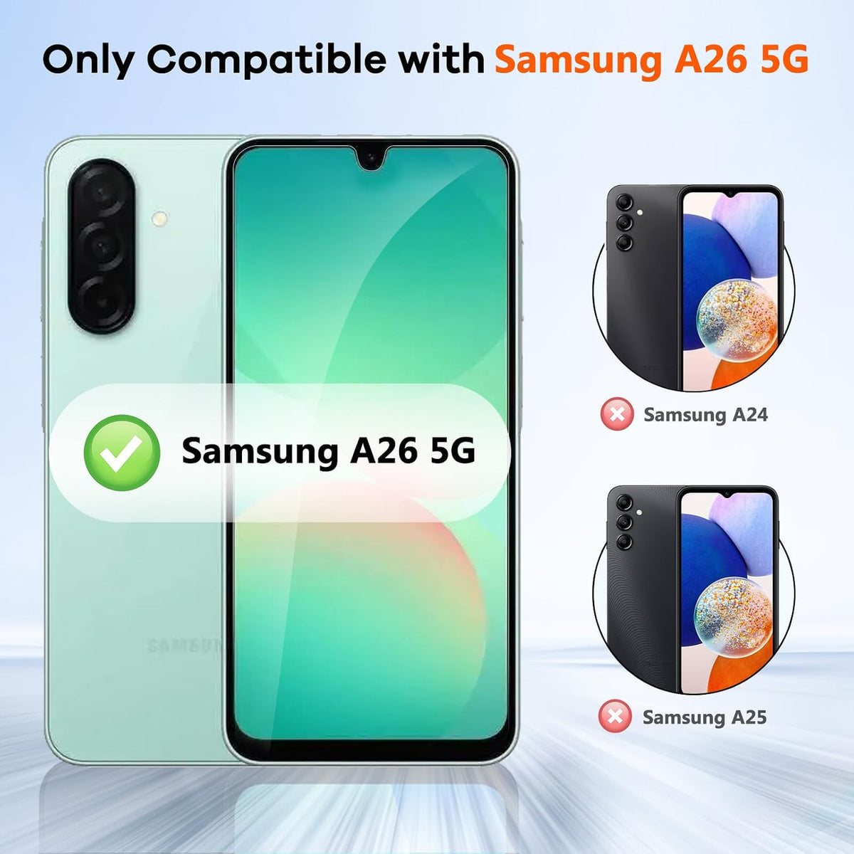 3+3 for Samsung Galaxy A26 5G Privacy Screen Protector Camera Protector | 9H Tempered Glass Cell Phone Protector Camera Lens Protector
