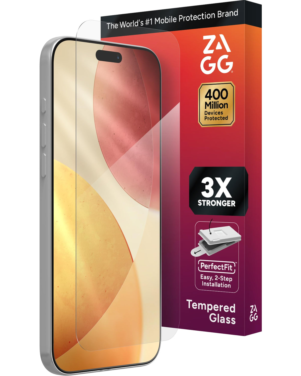 ZAGG Glass+ Screen Protector for iPhone 16/15 – 3X Stronger Tempered Glass with Reinforced Edges, Scratch & Smudge Resistant, InvisibleShield, Easy Installation