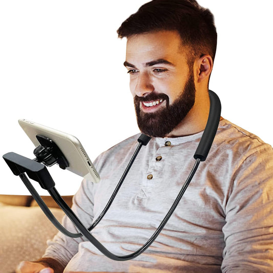 Phone Holder for Bed, Upgraded Neck Phone Holder Lazy Phones Stand 360°Rotation Gooseneck Phone Support Hands Free for 4-10in Phones (Black)