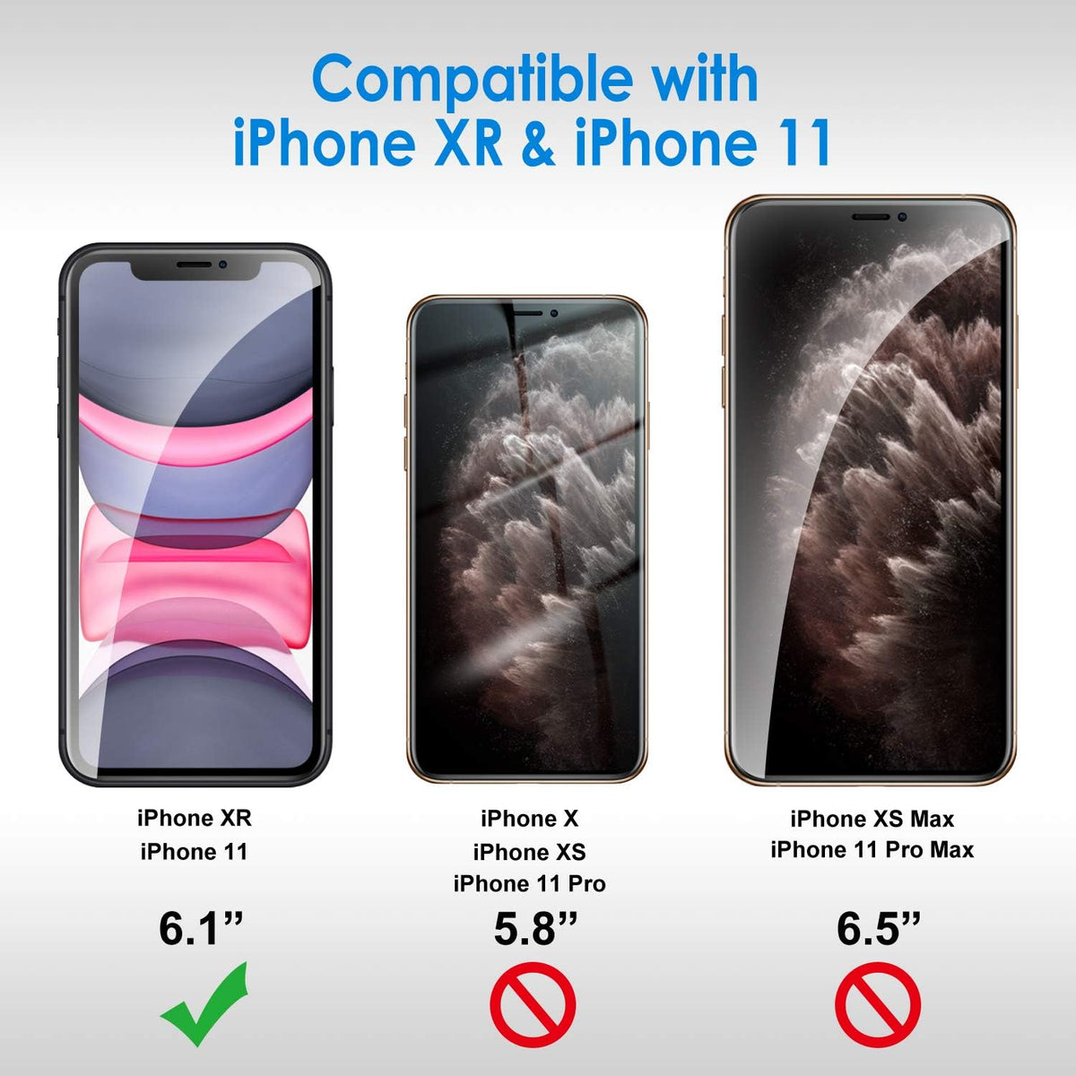 JETech Privacy Screen Protector for iPhone 11/XR, 2-Pack | Anti-Spy Privacy Protection, Tempered Glass, Face ID Compatible