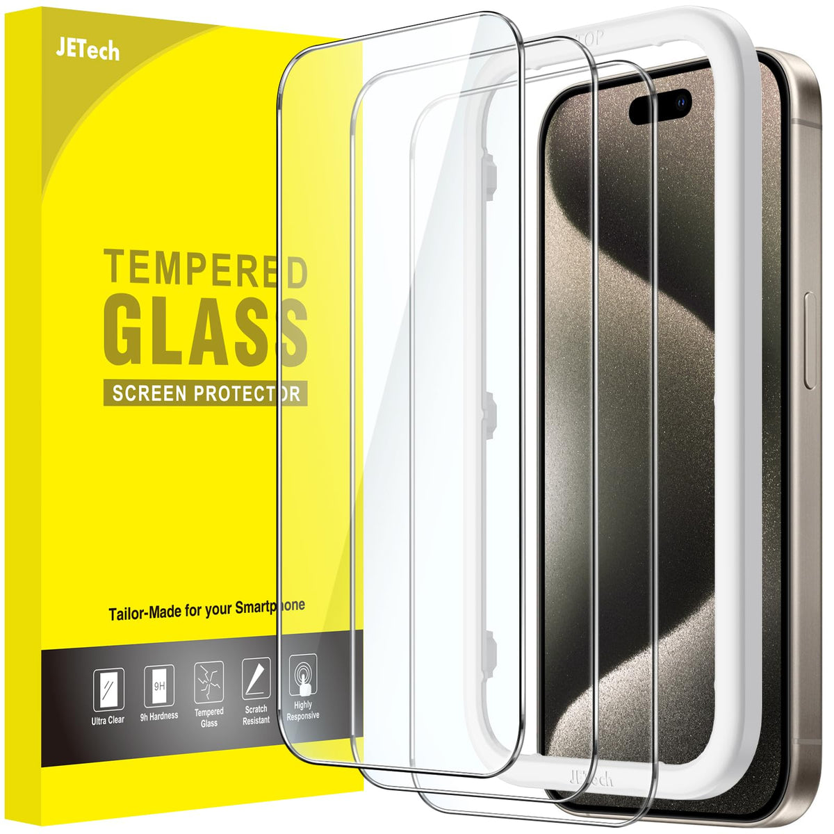 JETech Screen Protector for iPhone 17, 3-Pack | 9H Tempered Glass, HD Clear, Anti-Scratch Protection, Easy Installation Tool