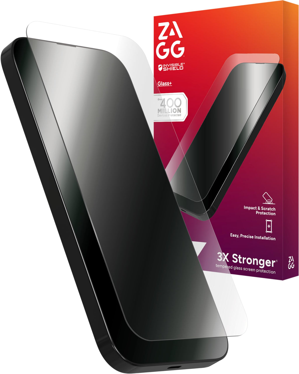 ZAGG Glass+ Screen Protector for iPhone 16/15 – 3X Stronger Tempered Glass with Reinforced Edges, Scratch & Smudge Resistant, InvisibleShield, Easy Installation