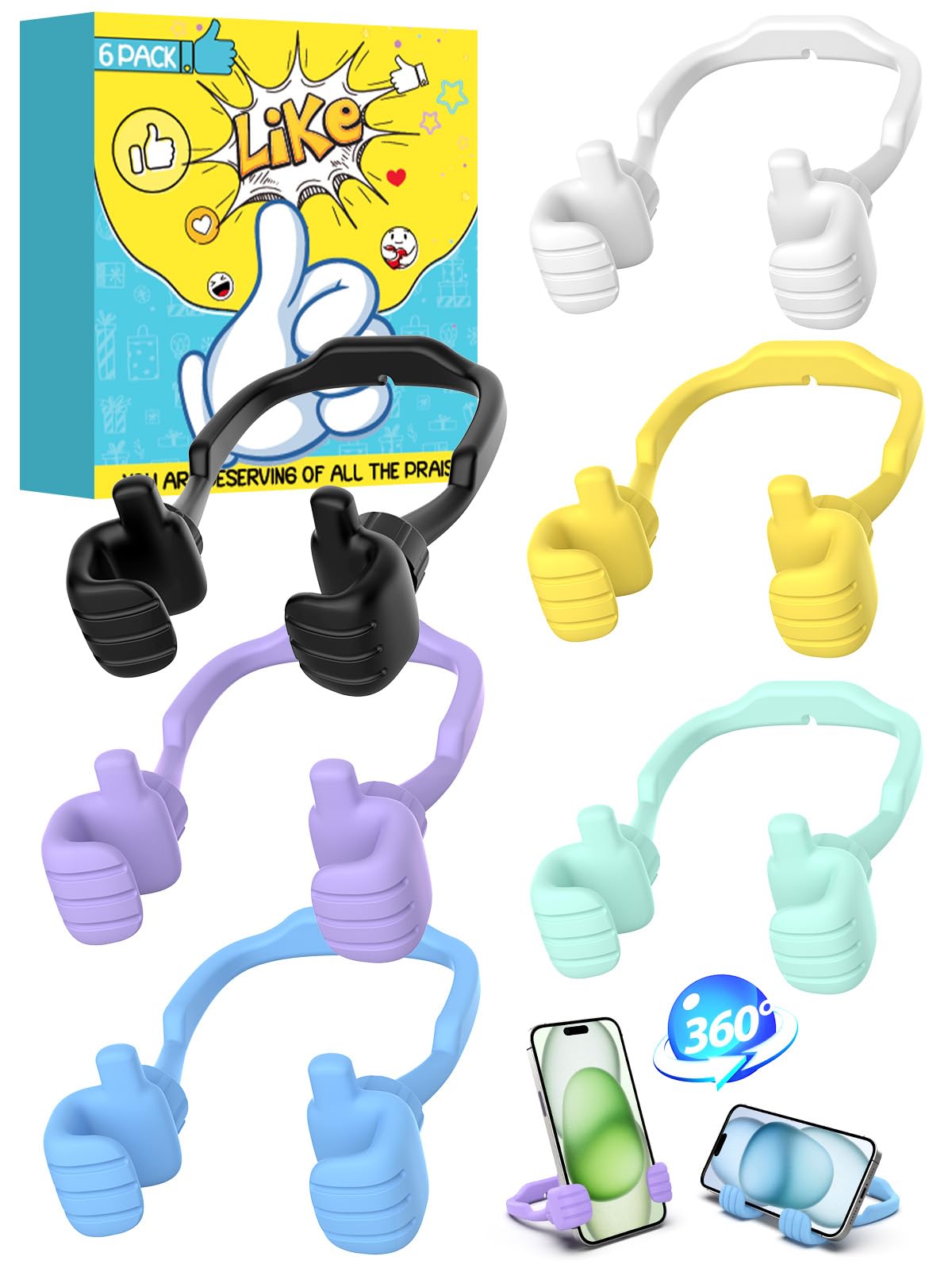 Stocking Stuffers for Teens Boys Men Kids Gifts Thumbs Up Lazy Phone Holder | Back to School Supplies, Cell Phone Stand for Desk, Gifts for Adults Teenage Girls, Funny Cool Gadgets, Gifts for Christmas