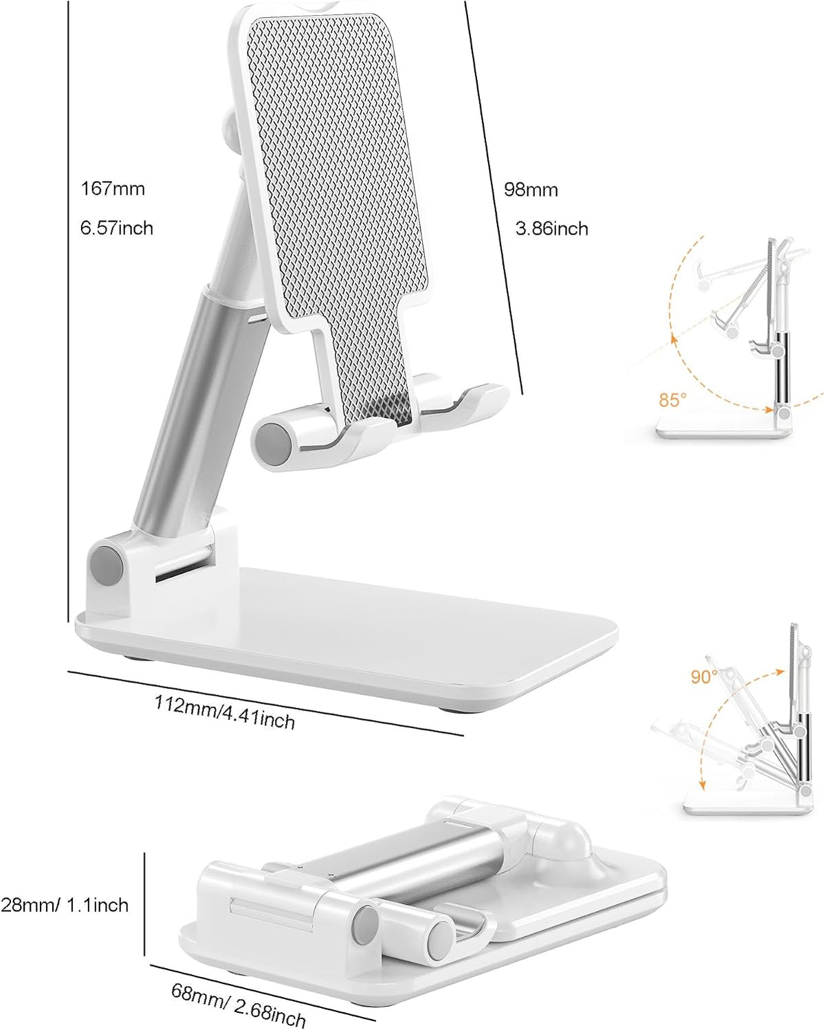 Phone Stand for Desk Cell Phone Holder Stands for iPhones | Mini, Cute, Portable, Fully Foldable, Under 8" Devices, All Smart phones, Office Accessories