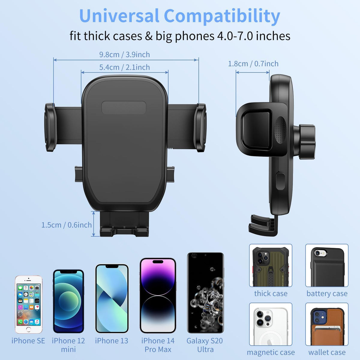 bokilino Cup Phone Mount for Car, [Upgraded Version] Universal Cup Phone Cradle Holder with Long and Adjustable Neck, Friendly Compatible with Cell Phone iPhone, Samsung, Google and All Smartphones