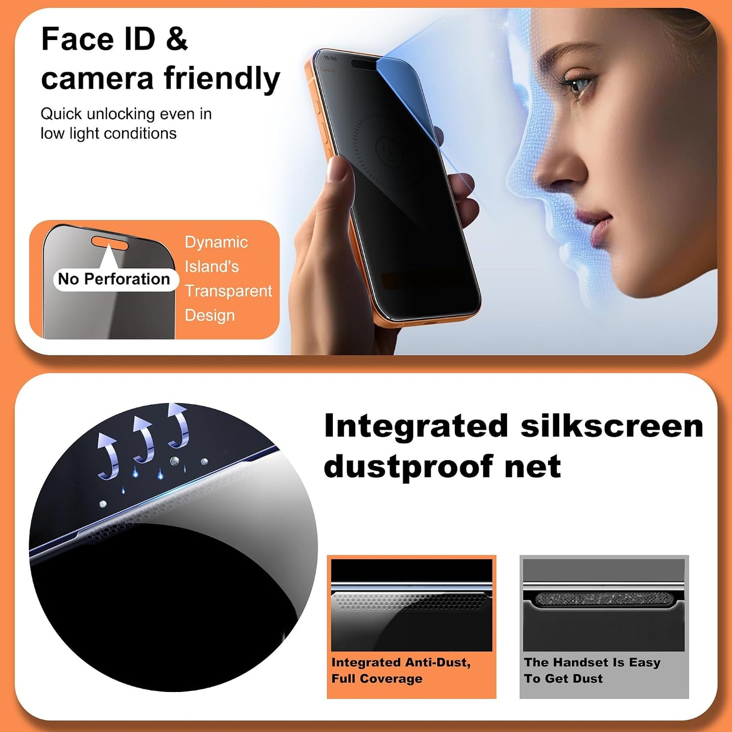 360° 4 Way Privacy Screen Protector for iPhone 17 / iPhone 16 Pro [2 Pack], Anti-Spy Tempered Glass, 9H Hardness Shatterproof, 3D Curved Edges, Case-Friendly, Bubble-Free Easy Installation