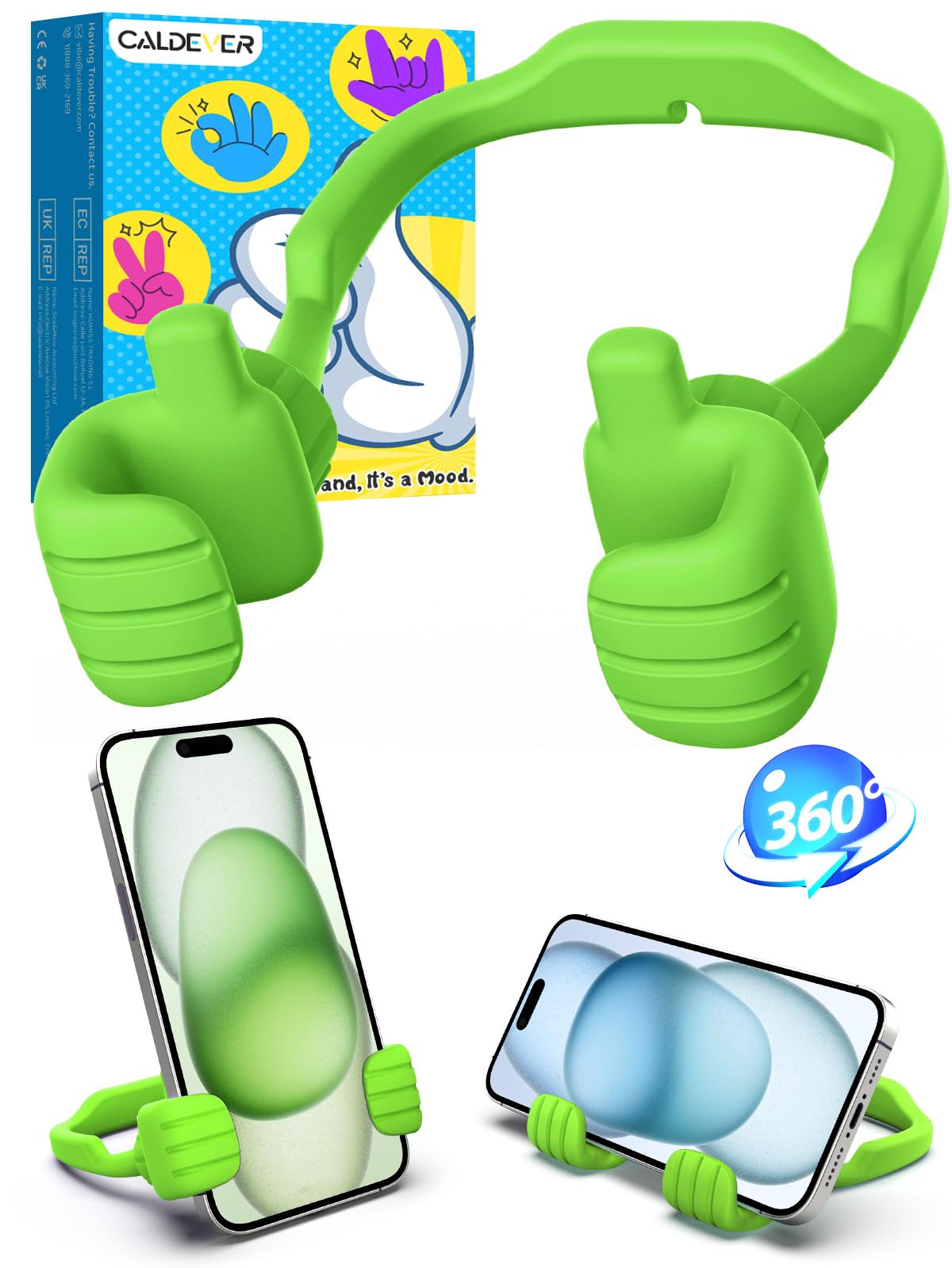 Stocking Stuffers for Teens Boys Girls Kids Gifts Cell Phone Stand for Desk | Upgrade Adjustable Thumbs Up Lazy Phone Holder for iPhone, Christmas Birthday Gifts for Men Women Adults Husband Wife, Blue