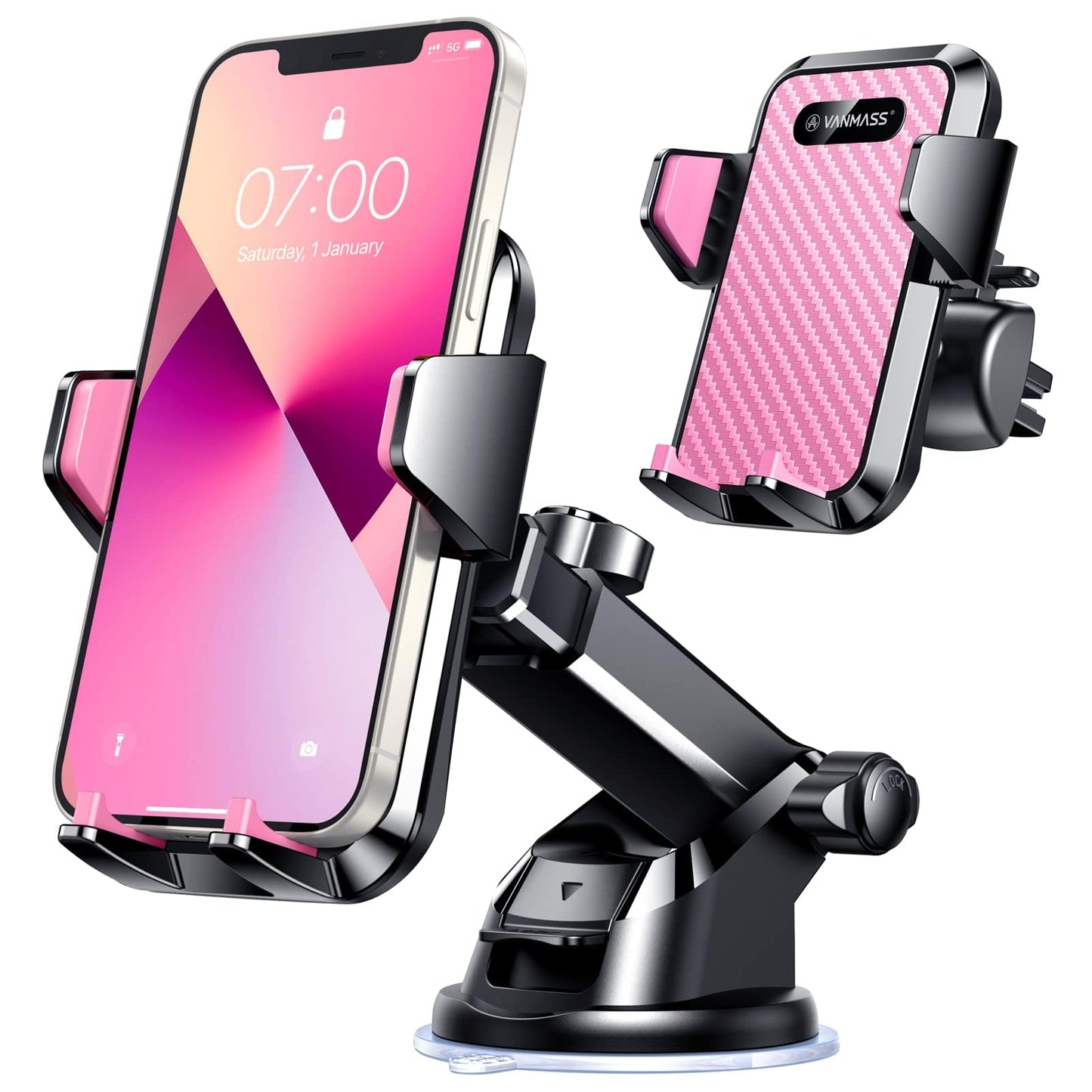 VANMASS【85+LBS Strongest Suction & Military-Grade Ultimate Car Phone Mount | 【Patent & Safety Certs】 Cell Phone Holder for Dash Windshield Vent for iPhone 17 Pro Max Automobile Interior Sets, Ink Black