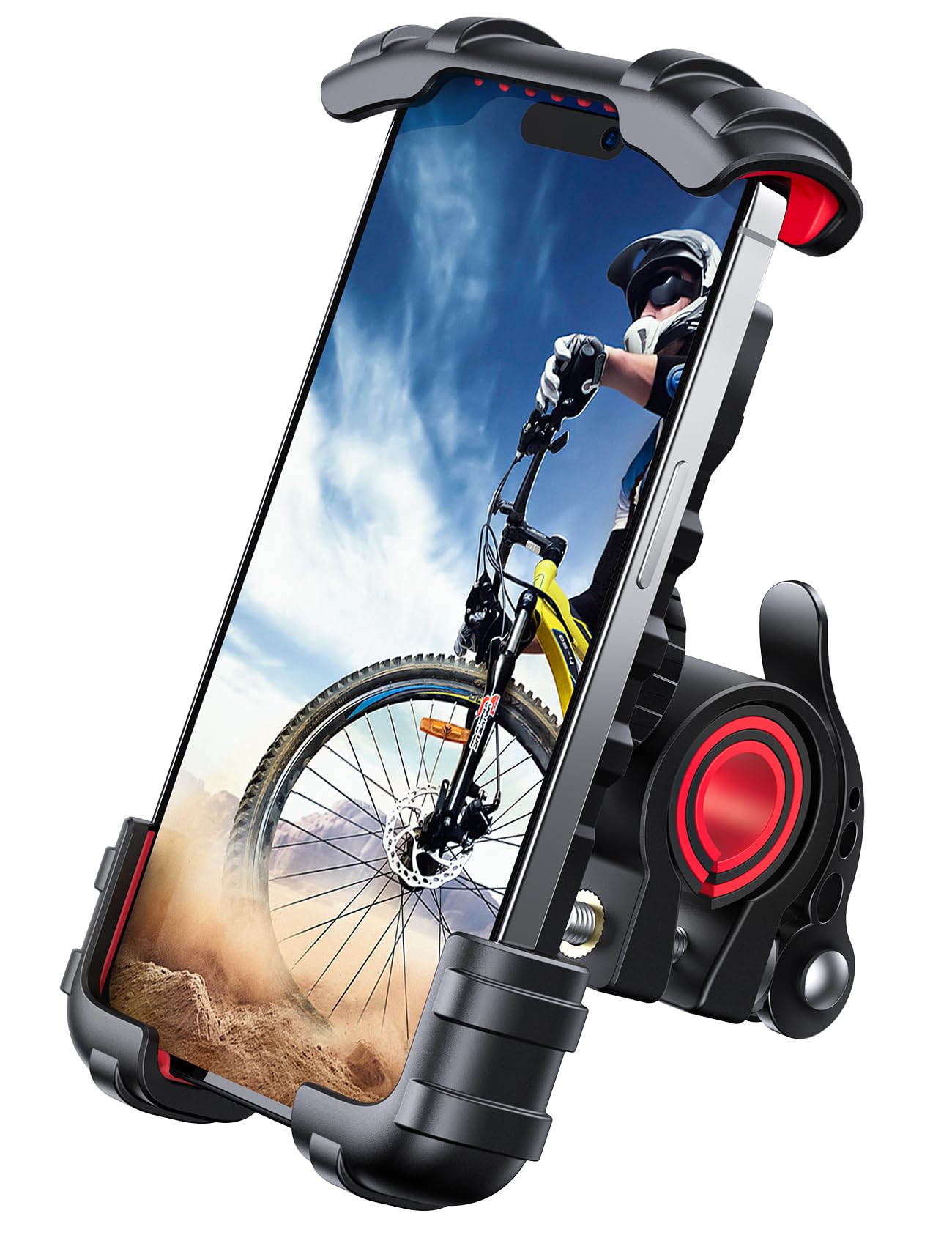 Lamicall Bike Phone Holder Motorcycle Mount - One-Hand Operation, Lockable | 360° Rotation Handlebar Clamp for 4.7-6.8" iPhone 17 Pro Max Air, Rubber Protect, Road Mountain Bike E-Bike Scooter Holder