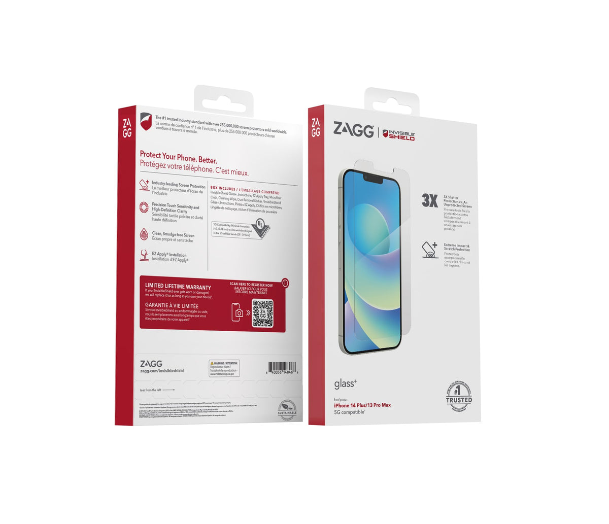 ZAGG Glass+ Screen Protector for iPhone 16/15 – 3X Stronger Tempered Glass with Reinforced Edges, Scratch & Smudge Resistant, InvisibleShield, Easy Installation