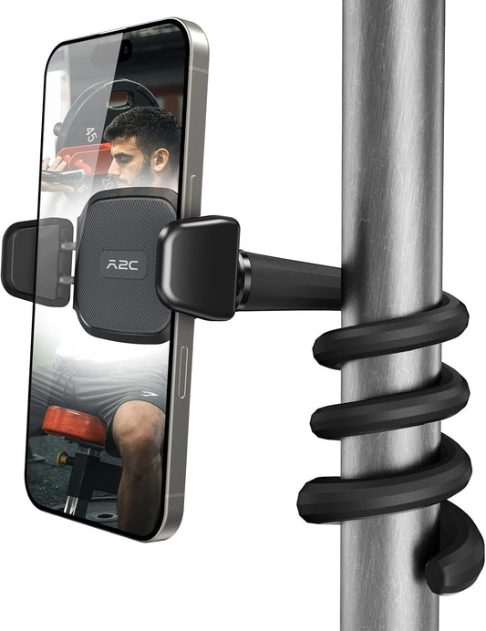 A2C Flexible Phone Holder for Treadmill, Treadmill Phone Mount for Gym | Gooseneck Phone Holder for Peloton, Stroller, Shopping Cart, Desk, Portable Gym Accessories Phone Holder, Gift for Men Women