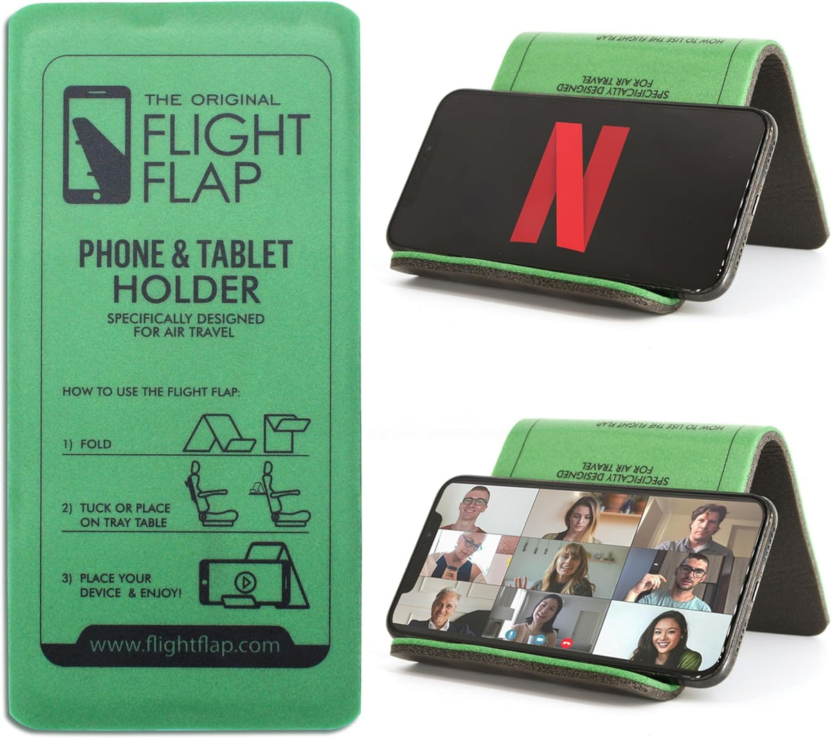 Airplane Phone Holder - Foldable Phone Stand for Plane Travel | Aluminum Build, 9 x 4.3 in. Matte Black Finish, Tabletop Mount Desk, Plane Tray Seat back, Treadmill, Fits iPhone Cell Phone
