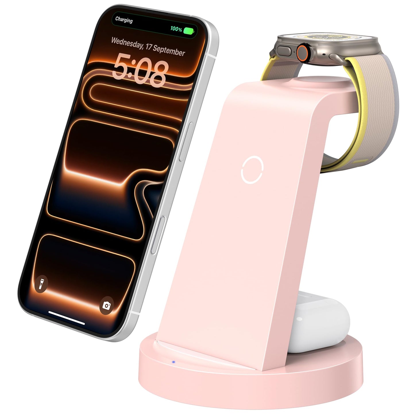 Anlmz 3 in 1 Charging Station for iPhone, Wireless Charger for iPhone 17 16e 16 15 14 13 12 11 X Pro Max & Apple Watch - Wireless Charging Station for AirPods 4 3 Pro
