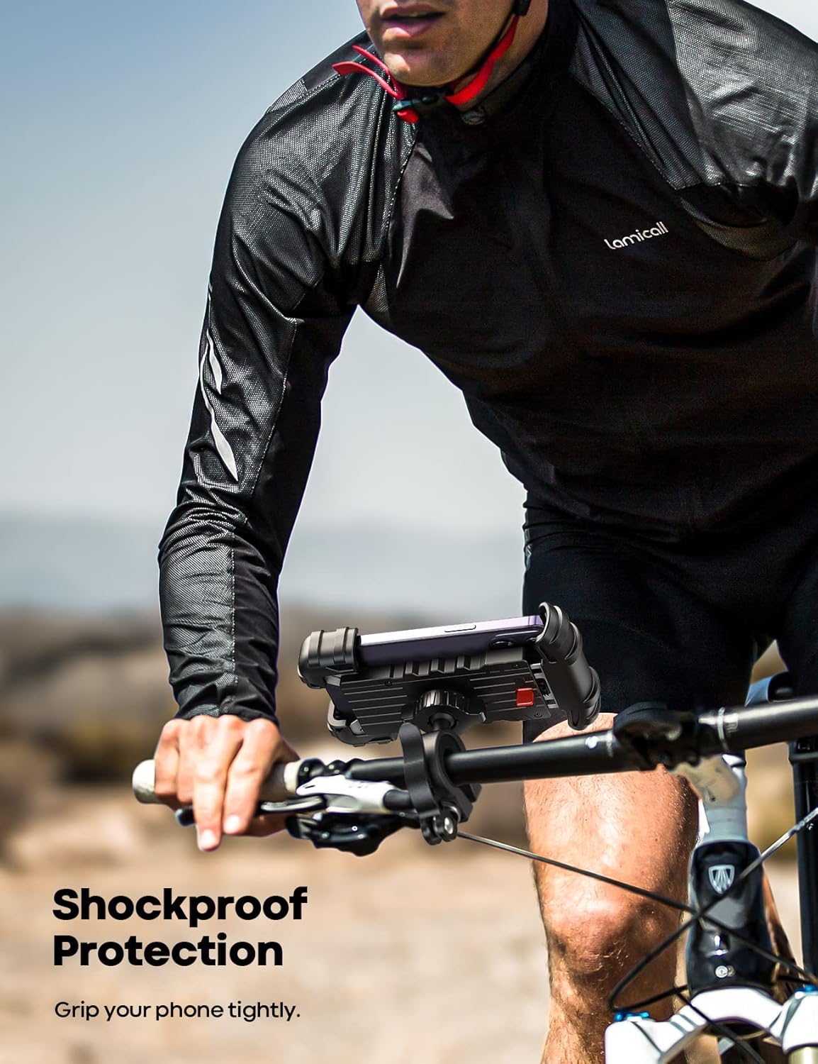 Lamicall Bike Phone Holder Motorcycle Mount - One-Hand Operation, Lockable | 360° Rotation Handlebar Clamp for 4.7-6.8" iPhone 17 Pro Max Air, Rubber Protect, Road Mountain Bike E-Bike Scooter Holder