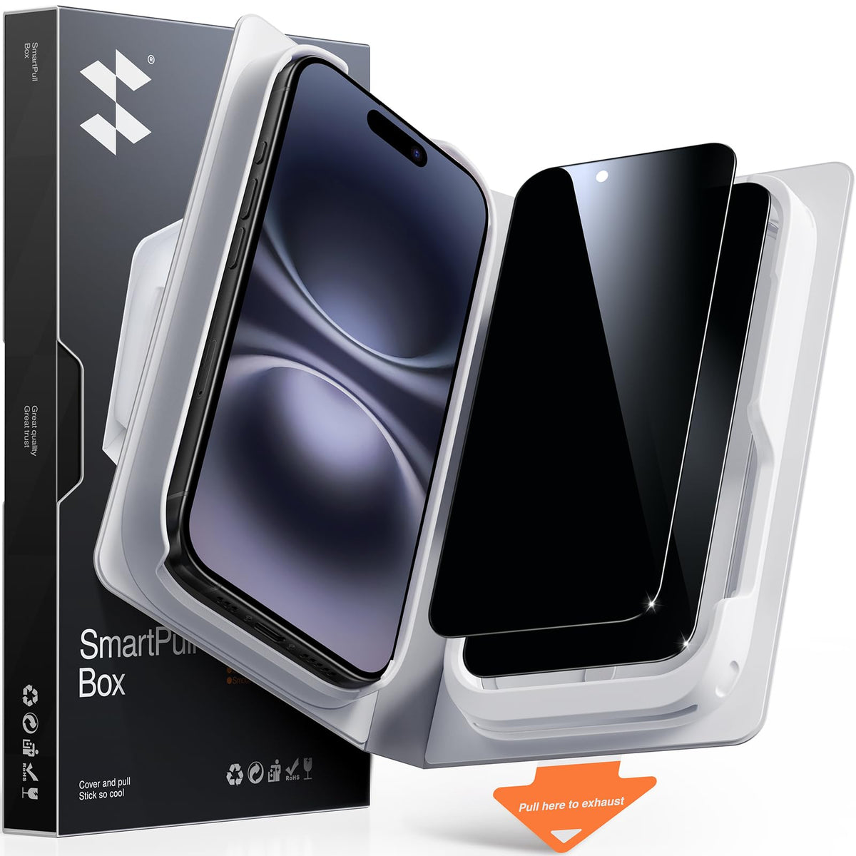 SMARTDEVIL 2 Pack Privacy Screen Protector for iPhone 17 Pro Max, Anti-Spy | Military-Grade Shatterproof Protection, Tempered Glass Film , 9H Hardness, Fast & Easy Installation, Case Friendly Design