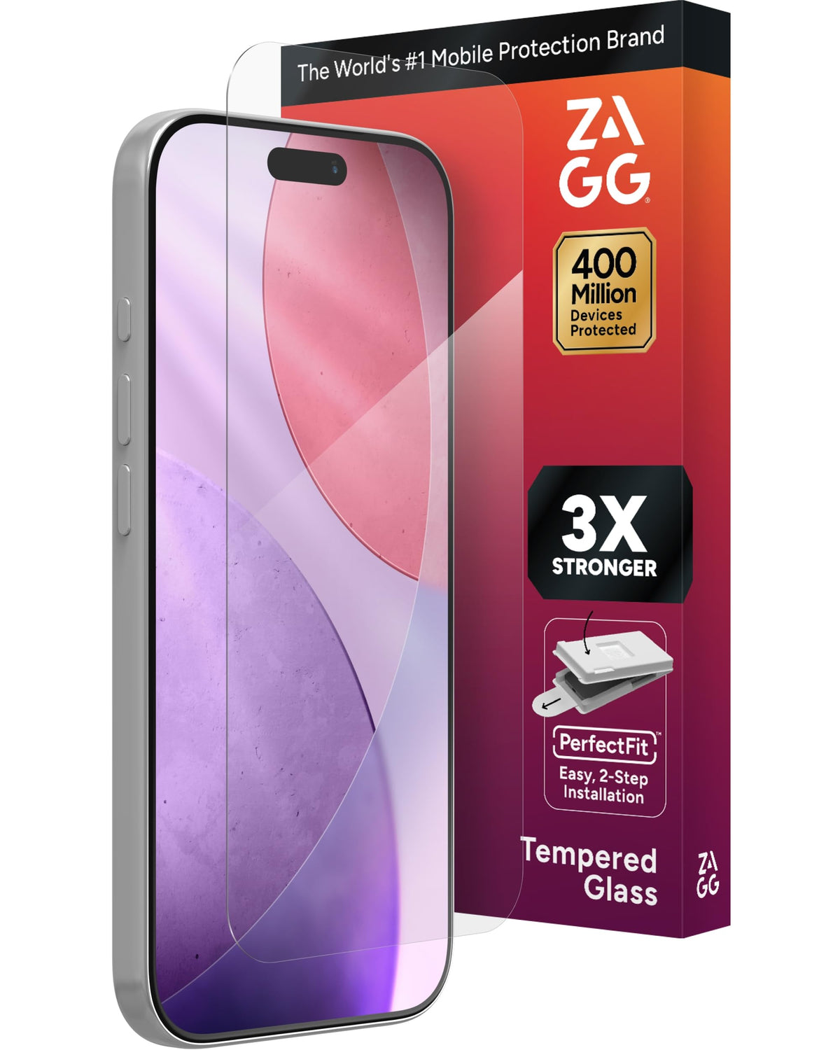 ZAGG Glass+ Screen Protector for iPhone 16/15 – 3X Stronger Tempered Glass with Reinforced Edges, Scratch & Smudge Resistant, InvisibleShield, Easy Installation