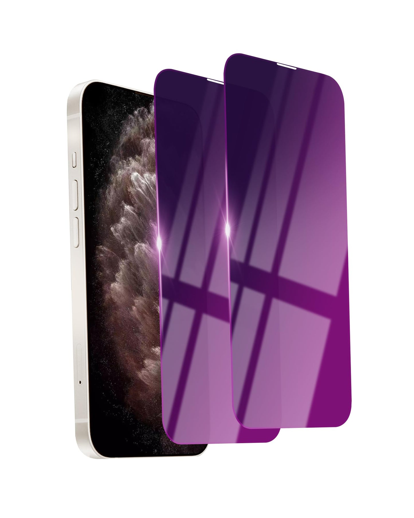 2 Pack Privacy Screen Protector for iPhone 14/13 Pro/13 Tempered Glass 6.1inch Private Saver Purple Anti-Spy Anti-Blue Light Anti-Scratch Full Coverage