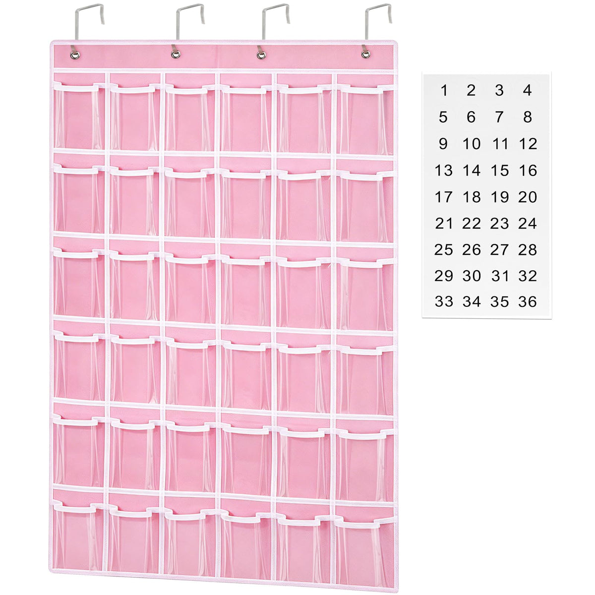 Loghot 36 Numbered Pockets Classroom Pocket Chart for Cell Phone Holder | Wall Door Hanging Pocket Organizer for Phone Calculator Holder, Phone Pouch for School Classroom & Office Phone Management