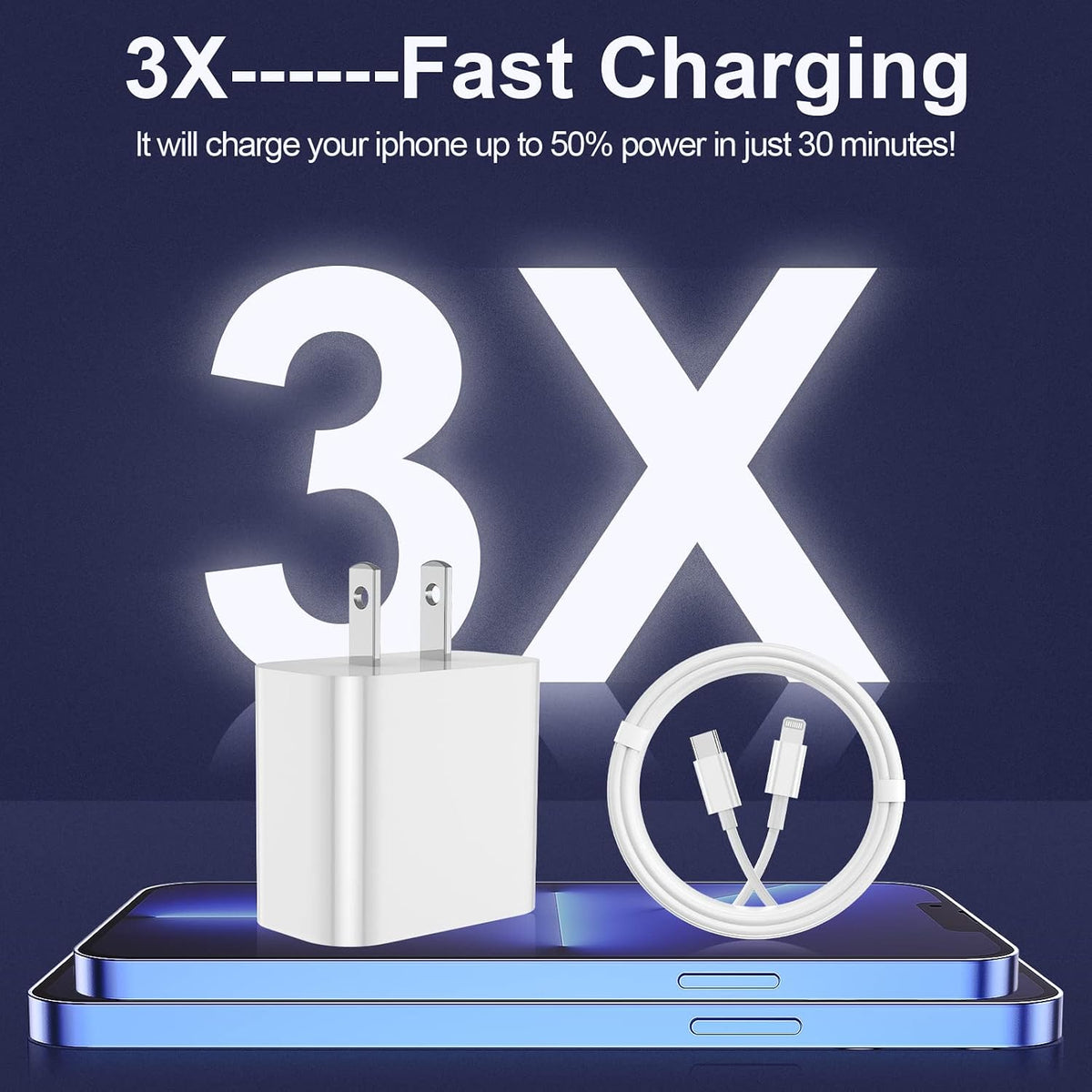 iPhone Charger Fast Charging, USB C Charger Block, 6FT/10FT Lightning Cable | For Apple iPhone 14/13/12/11 Series, 2-Pack 6FT/10FT Long USB C to Lightning Cables, AirPods with Lightning Charging Case