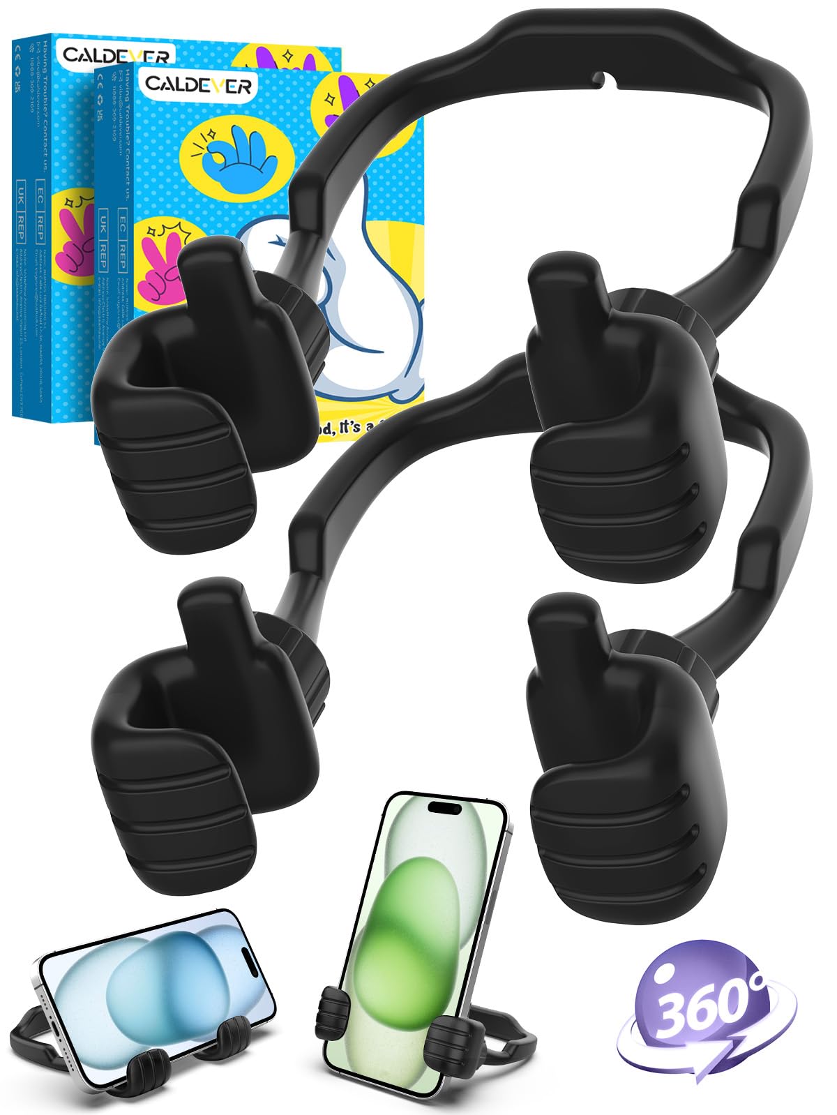 Stocking Stuffers for Teens Boys Girls 2 Pack Cell Phone Stand Adjustable | Thumbs Up Lazy Phone Holder for Desk, Gifts for Christmas, for Adults Men Women Kids Husband Wife, Cool Gadget, Fun Gift