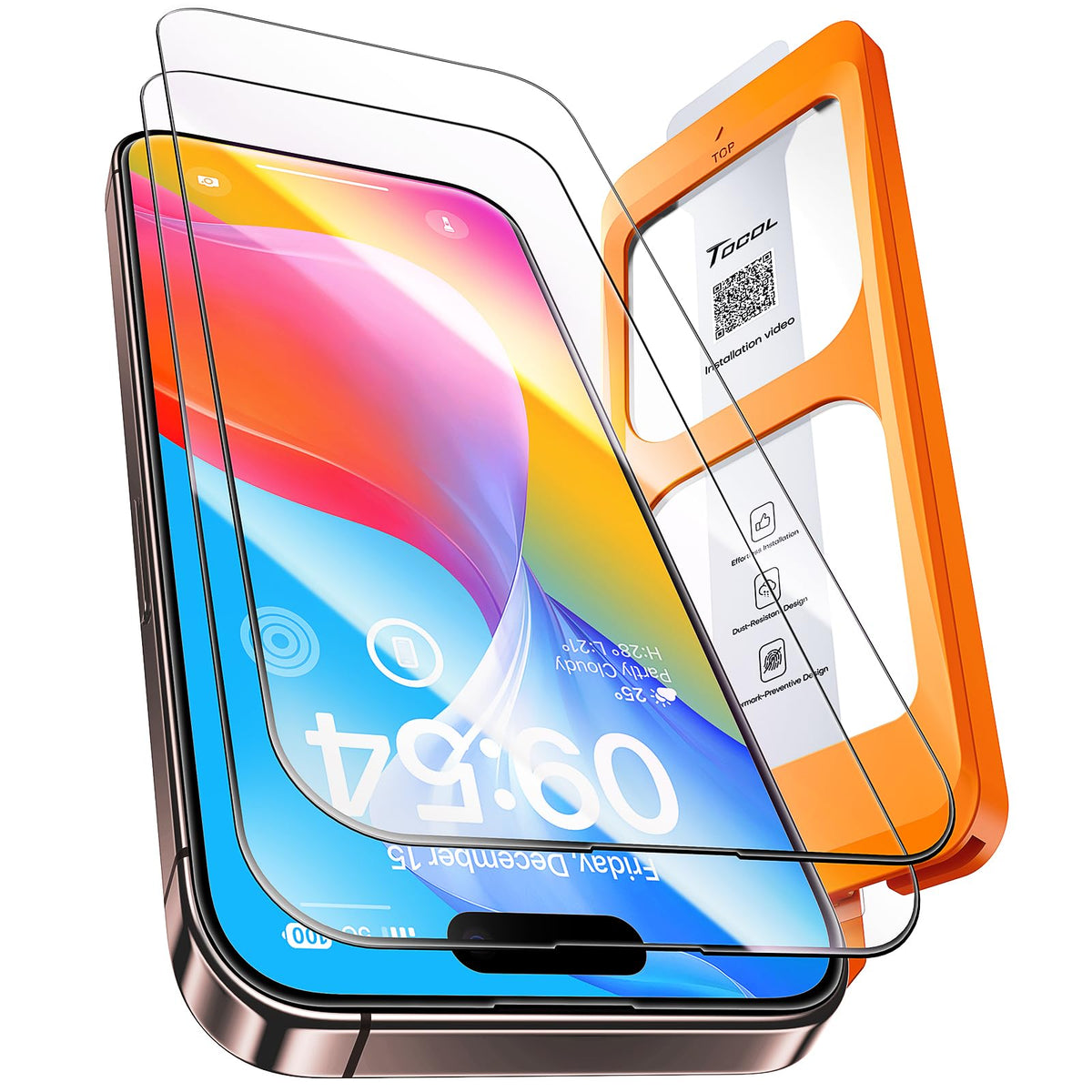 TOCOL for iPhone 16 Pro Max Privacy Screen Protector | Easy Installation, 25° Anti Spy, Data Protection, 9H+ Tempered Glass, 8FT Military Grade Shatterproof, Anti-Scratch, 2 Pack