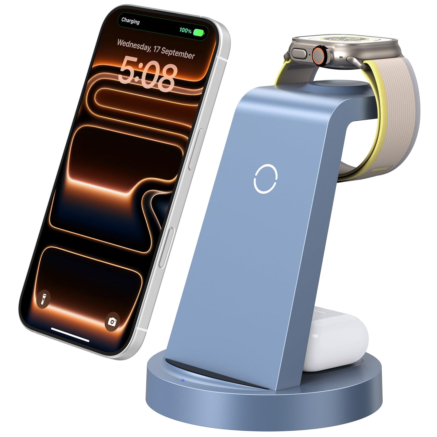 Anlmz 3 in 1 Charging Station for iPhone, Wireless Charger for iPhone 17 16e 16 15 14 13 12 11 X Pro Max & Apple Watch - Wireless Charging Station for AirPods 4 3 Pro
