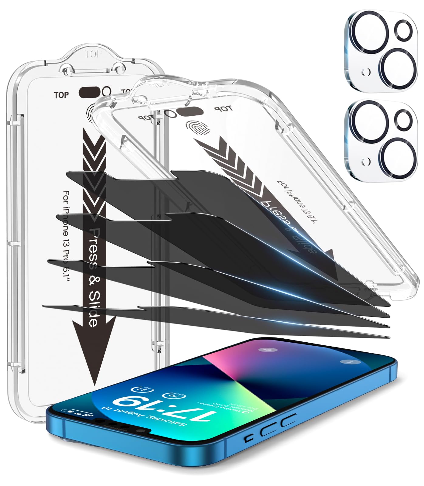EZ-GLAZ-4+2 Pack for iPhone 17 Pro Max Privacy Screen Protector (6.9") | 2-Pack Lens Protectors, Alignment Kit, Easy Installation, 9H+ Tempered Glass, Scratch Resistant, 28° Privacy Protection