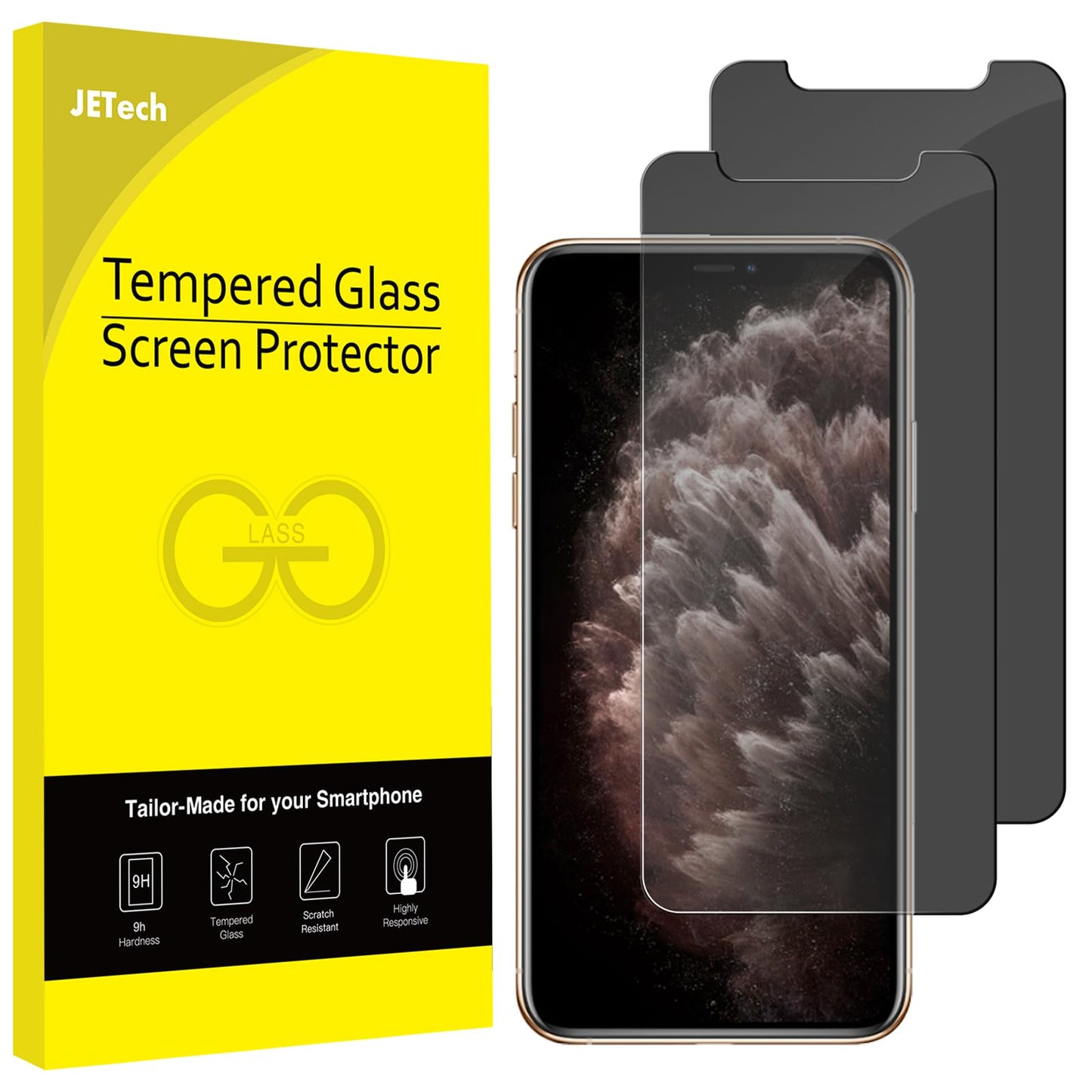 JETech Privacy Screen Protector for iPhone 11/XR, 2-Pack | Anti-Spy Privacy Protection, Tempered Glass, Face ID Compatible