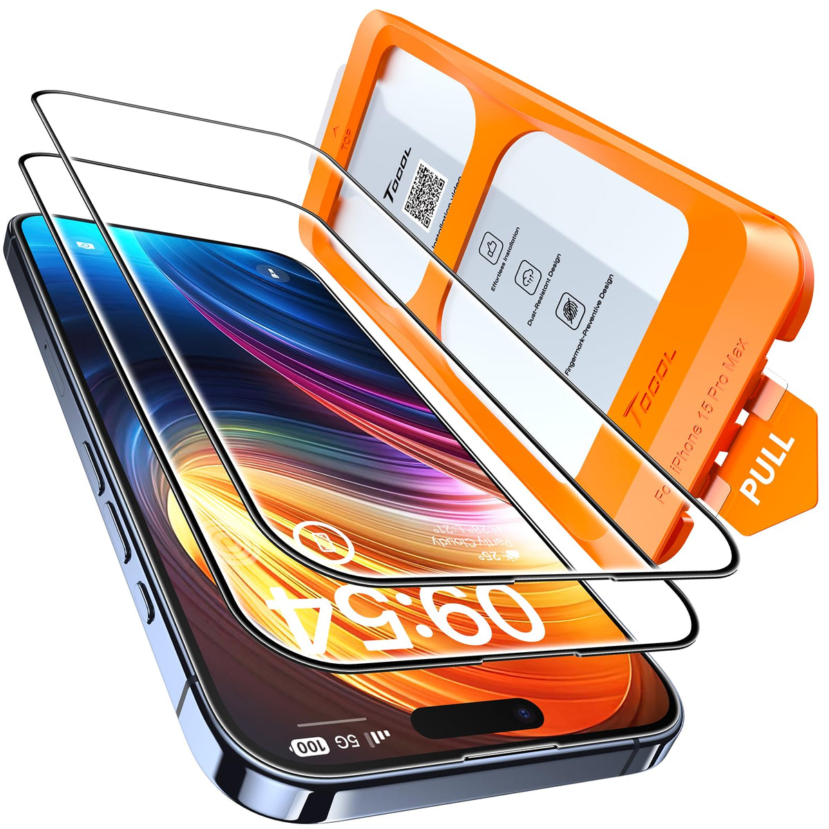 TOCOL for iPhone 17 Pro Max Screen Protector, Clear | Easy Installation Bubble-Free, 9H+ Tempered Glass, 8FT Military Grade Shatterproof, Anti-Scratch, Case Friendly HD 2 Pack