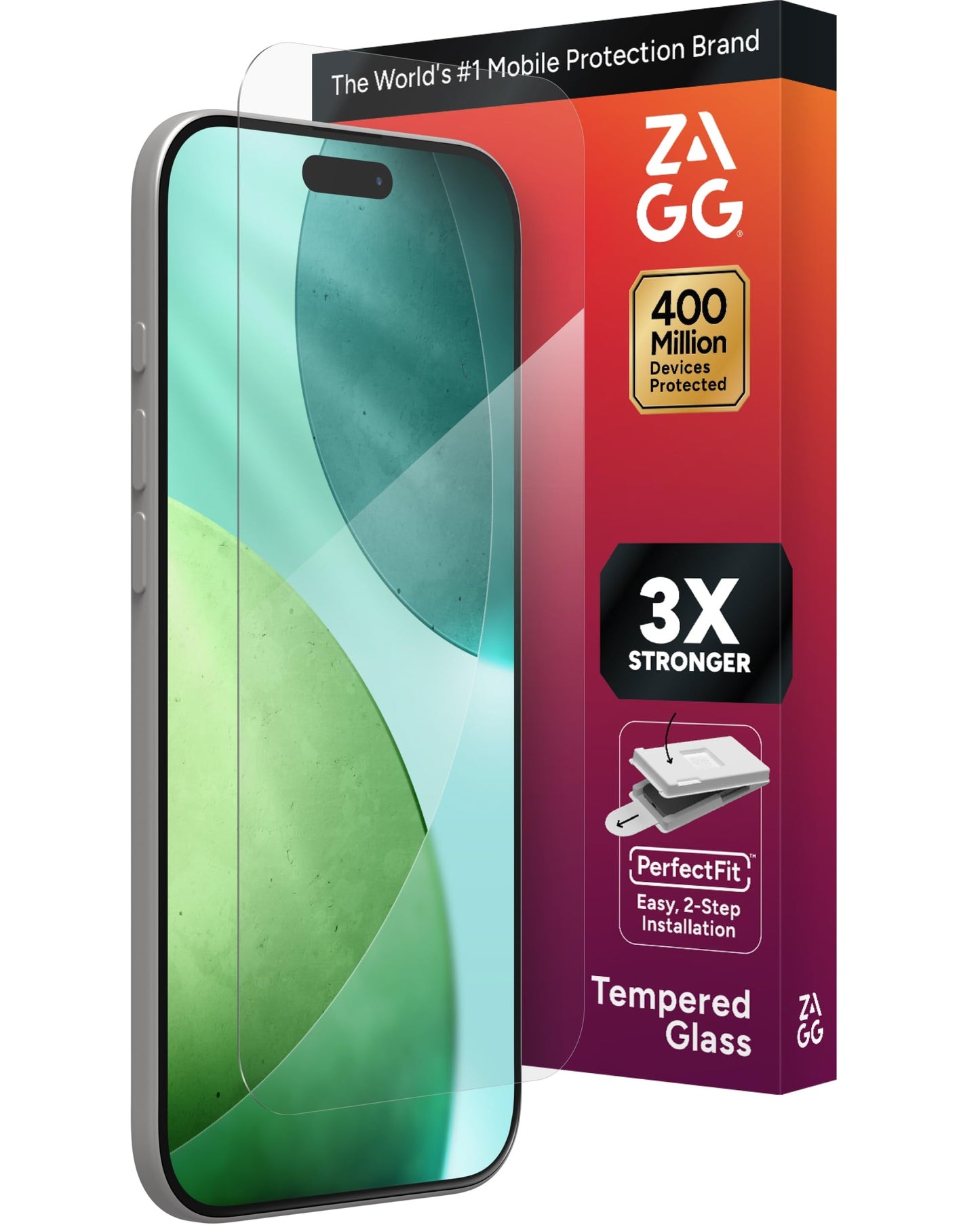 ZAGG Glass+ Screen Protector for iPhone 16/15 – 3X Stronger Tempered Glass with Reinforced Edges, Scratch & Smudge Resistant, InvisibleShield, Easy Installation