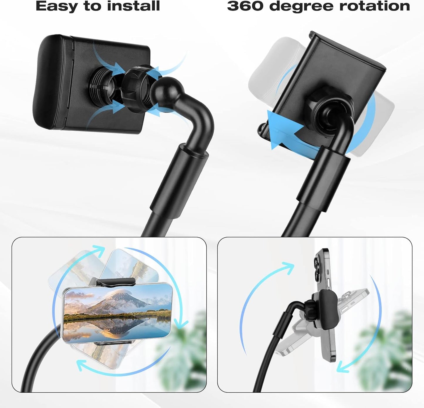 Neck Cell Phone Holder, Hand Free Flexible Gooseneck Phone Stand for Bed | Cell Phone Stand, Neck Phone Holder POV/Vlog Selfie Mount, Universal Multi-Functional Phone Stand for 4.7''-6.7'' Phone