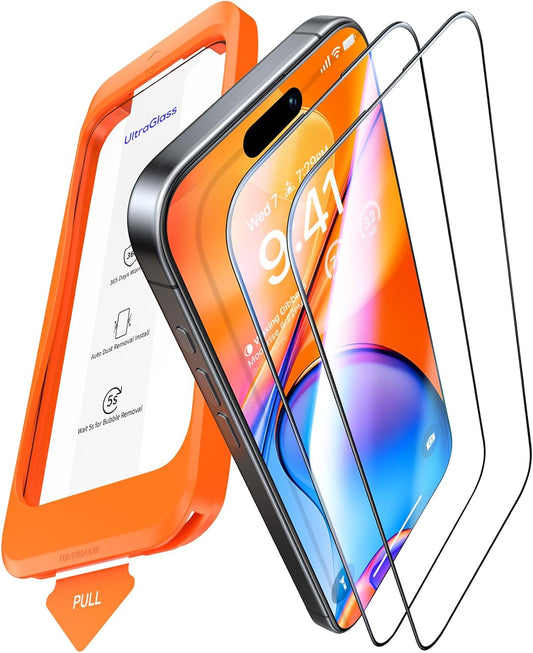 UltraGlass TOP 9H+ Armor for iPhone 16 Pro Max Screen Protector, 2 Pack | NO.1 Military Grade Shatterproof, Screen Protector 16 Pro Max Tempered Glass 16 ProMax, Longest Durable, One-Pull Tray