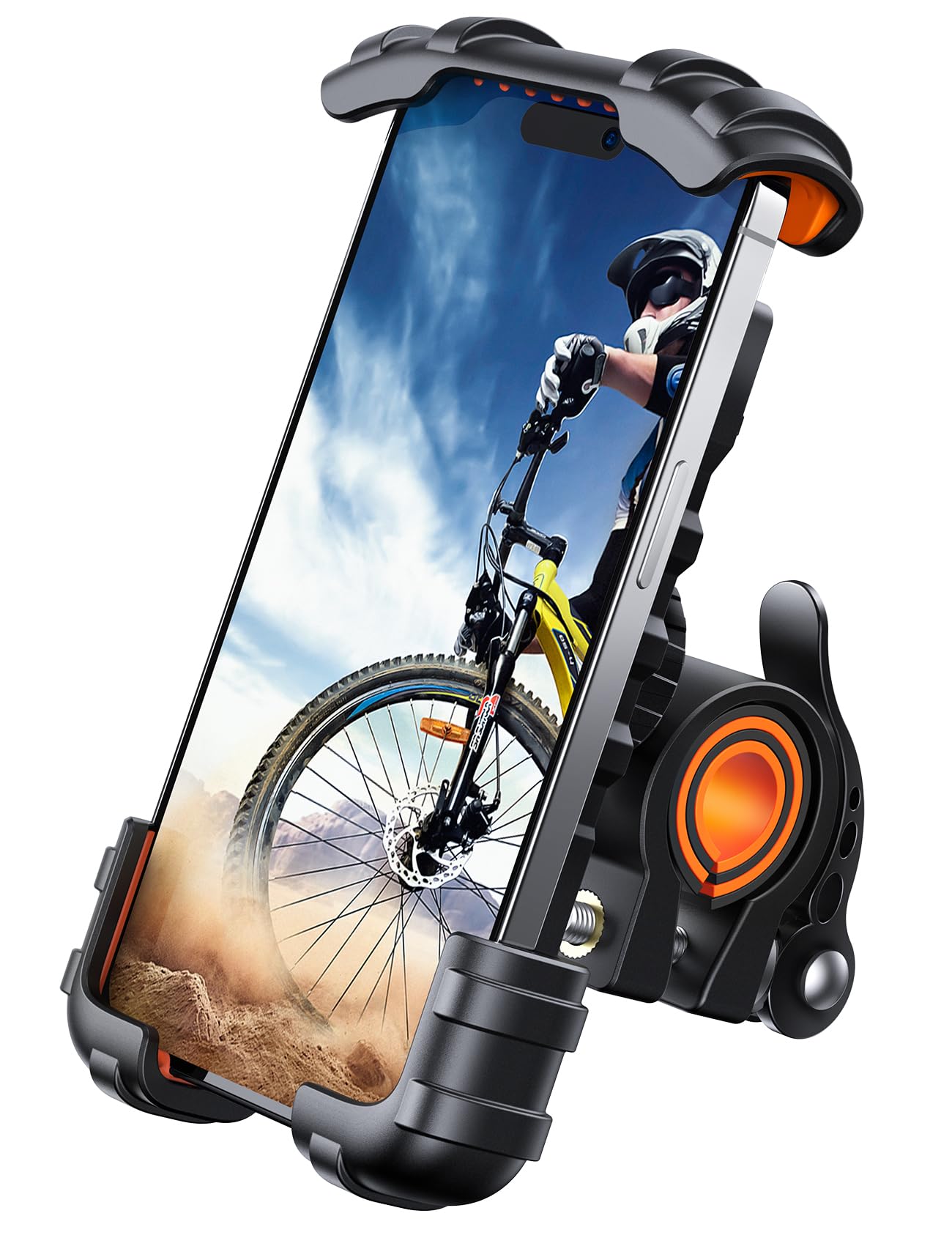 Lamicall Bike Phone Holder Motorcycle Mount - One-Hand Operation, Lockable | 360° Rotation Handlebar Clamp for 4.7-6.8" iPhone 17 Pro Max Air, Rubber Protect, Road Mountain Bike E-Bike Scooter Holder
