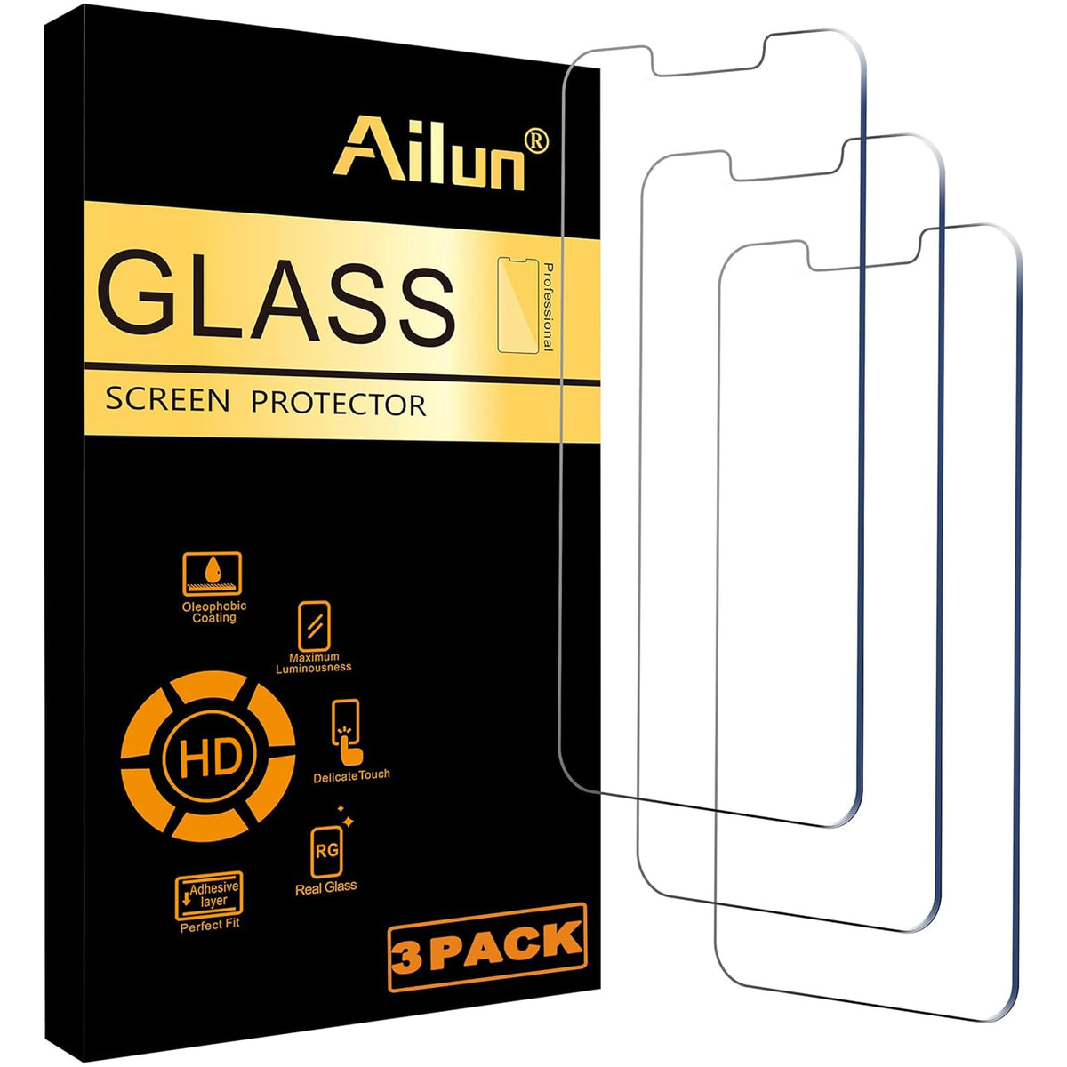 Ailun 3 Pack Screen Protector for iPhone 17 / iPhone 16 Pro, Tempered Glass | 6.3 inch,Installation Frame, Dynamic Island Compatible, Case Friendly