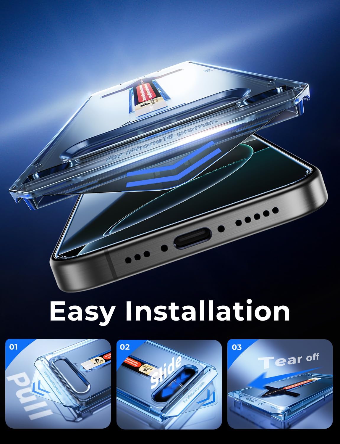 MAGIC JOHN 2 Pack for iPhone 16 Pro Max Tempered Glass Screen Protector | 6.9 inch, Easy Installation, HD Clear, Bubble Free, Auto Dust-Elimination