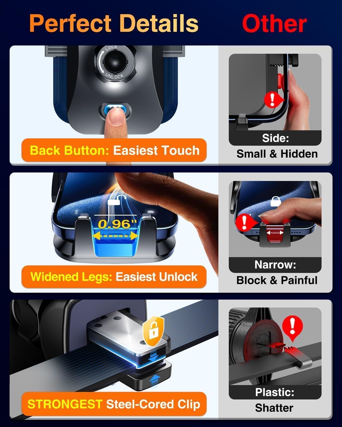 VANMASS【85+LBS Strongest Suction & Military-Grade Ultimate Car Phone Mount | 【Patent & Safety Certs】 Cell Phone Holder for Dash Windshield Vent for iPhone 17 Pro Max Automobile Interior Sets, Ink Black
